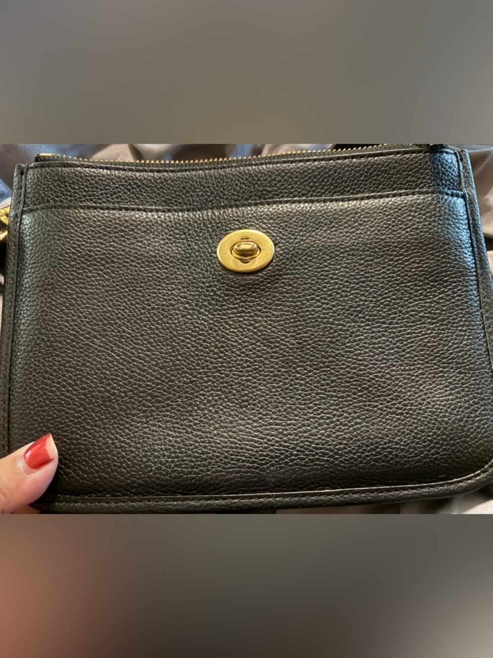 Coach Black Leather Crossbody Bag with Gold Turnlock - Picture 6 of 11